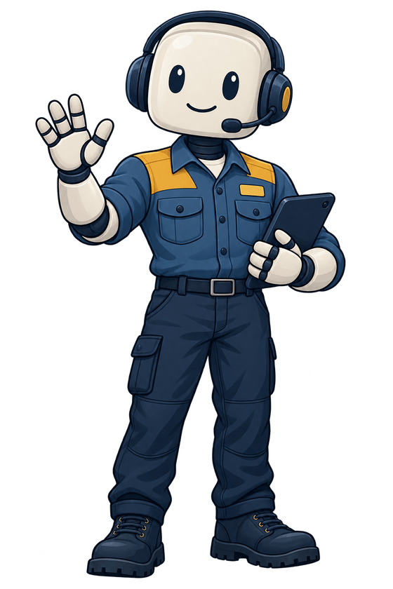 The TradeTel-ai crew robot waving hello